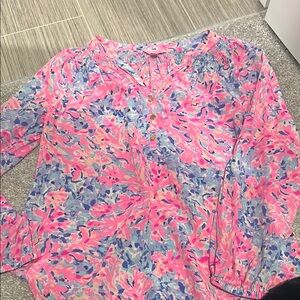 Lilly Pulitzer Pink and Blue Floral Blouse